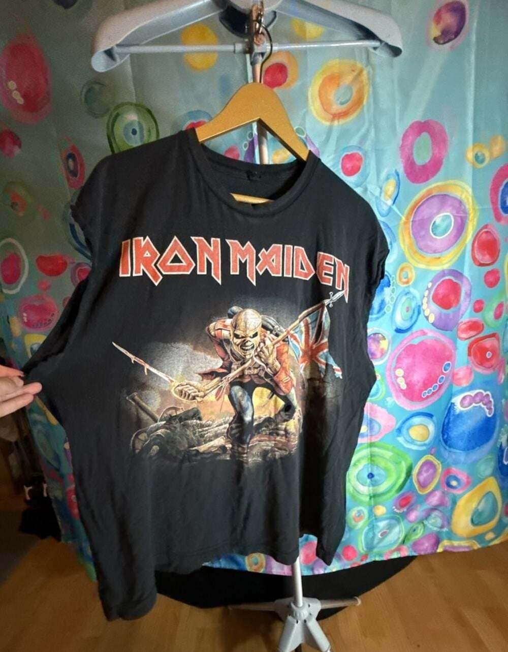 Iron Maiden The Trooper Graphic Muscle Tee Cut Off Thrashed Band Shirt